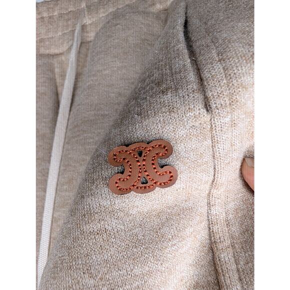 Celine Paris Tan Wool Blend Drawstring Joggers Short Petite - Picture 7 of 8